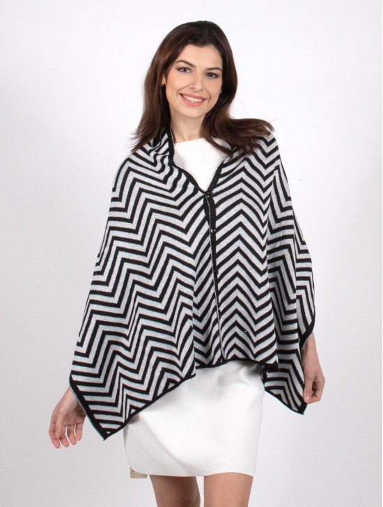 Multi-Use Zig-Zag Pattern Scarf/Cape W/Buttons